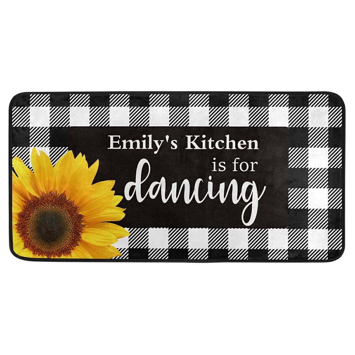Custom Non-Slip Buffalo Plaid Kitchen Rugs & Mats - Washable 39x20 Inch Sunflower Design for Home Decor, Bathroom & Entryway - Perfect for Farmhouse, Apartment & Cozy Kitchen Floor Protection