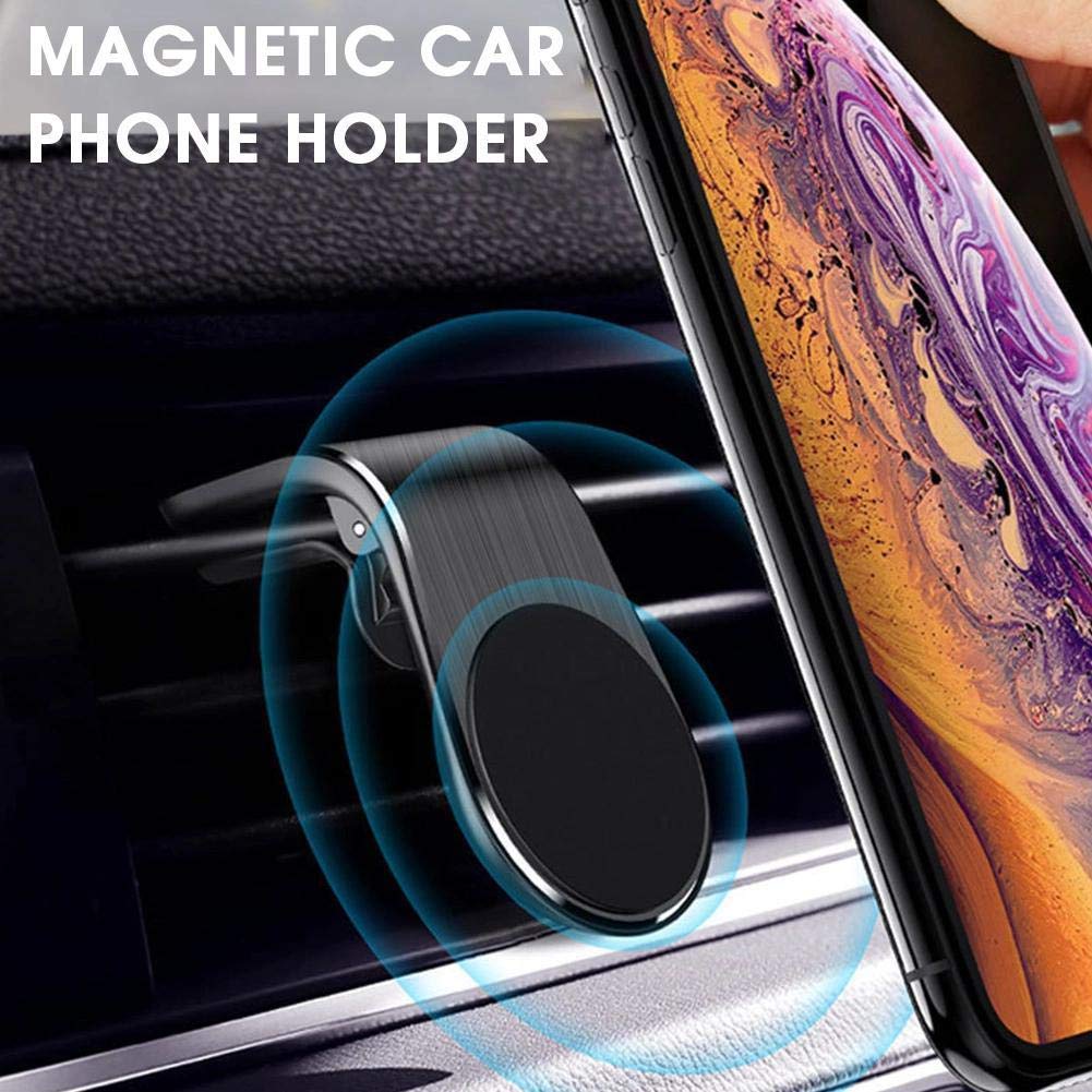 BoxWave Magnetic Car Mount Holder for Tecno Spark Power 2 Air - Strong Vent Clip Phone Mount with Metal Plate, Universal Smartphone Car Accessories (Jet Black) - Perfect for GPS Navigation & Hands-Free Driving