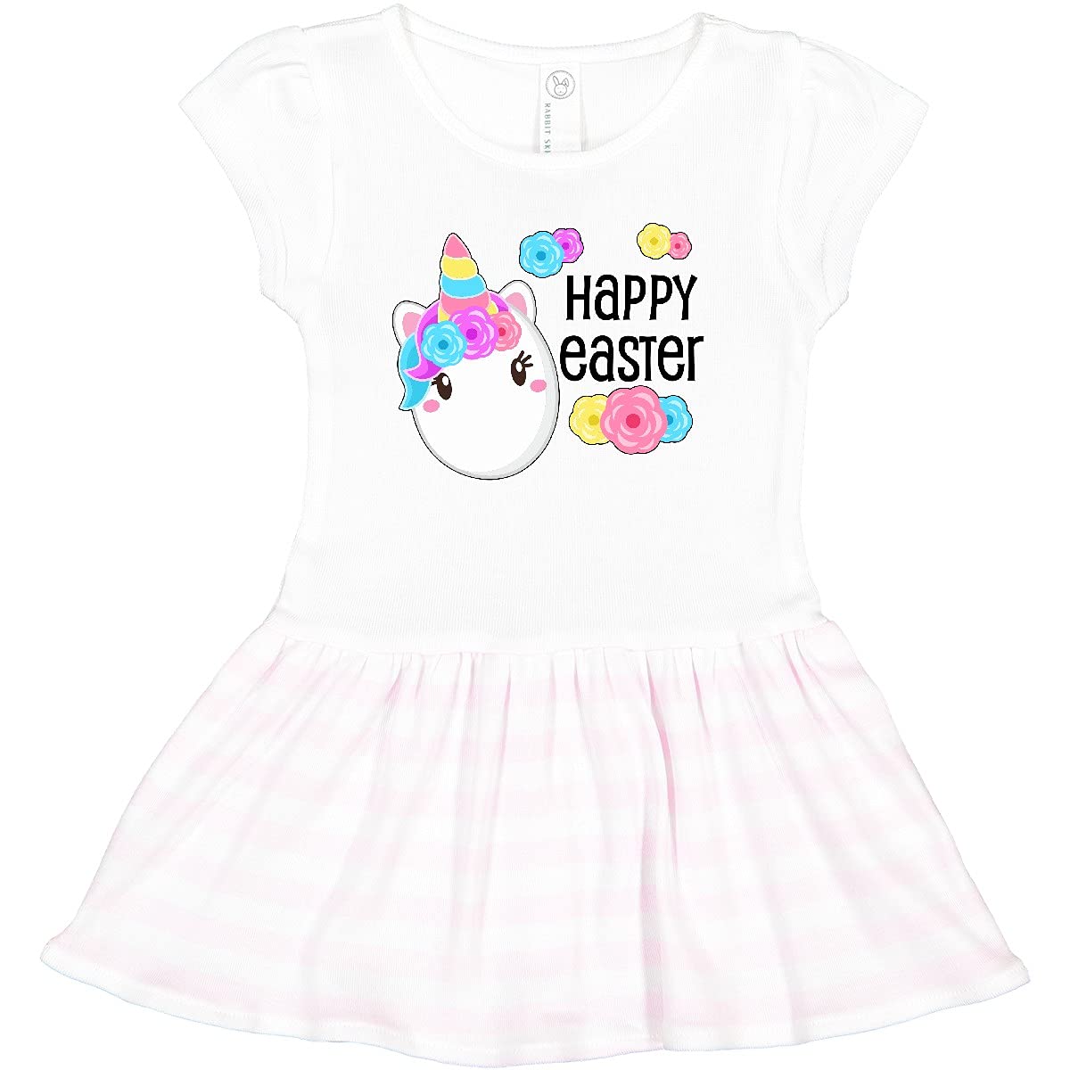 Inktastic Happy Easter Unicorn Egg Toddler Dress - Cute Easter Outfit for Girls, Toddler Easter Dress with Fun Unicorn Design - Perfect for Easter Sunday, Egg Hunts & Spring Celebrations