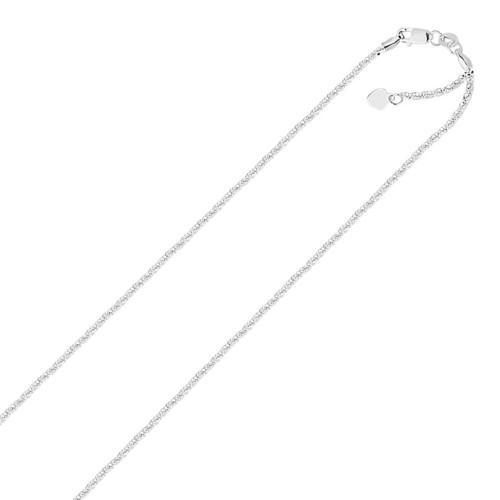 10K White Gold Adjustable Sparkle Chain Necklace 1.5mm Width 22