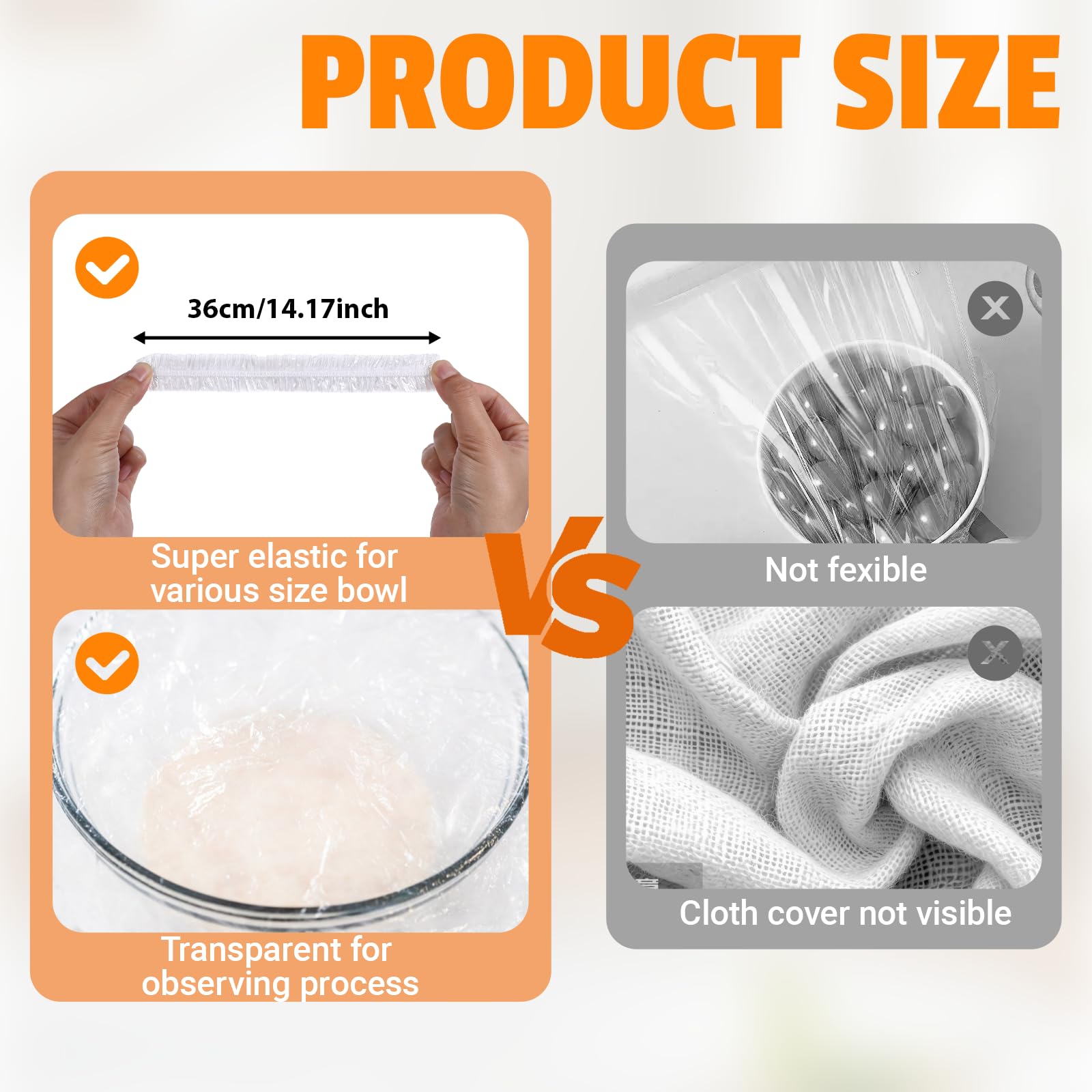 100PCS Reusable Elastic Plastic Bowl Covers for Bread Proofing & Food Storage - Stretchable Dough Covers, Shower Caps for Sourdough Containers - Perfect for Baking, Meal Prep & Kitchen Organization