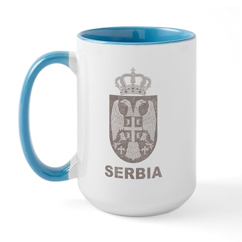 White/Blue Inside - Vintage Serbia Large Mug