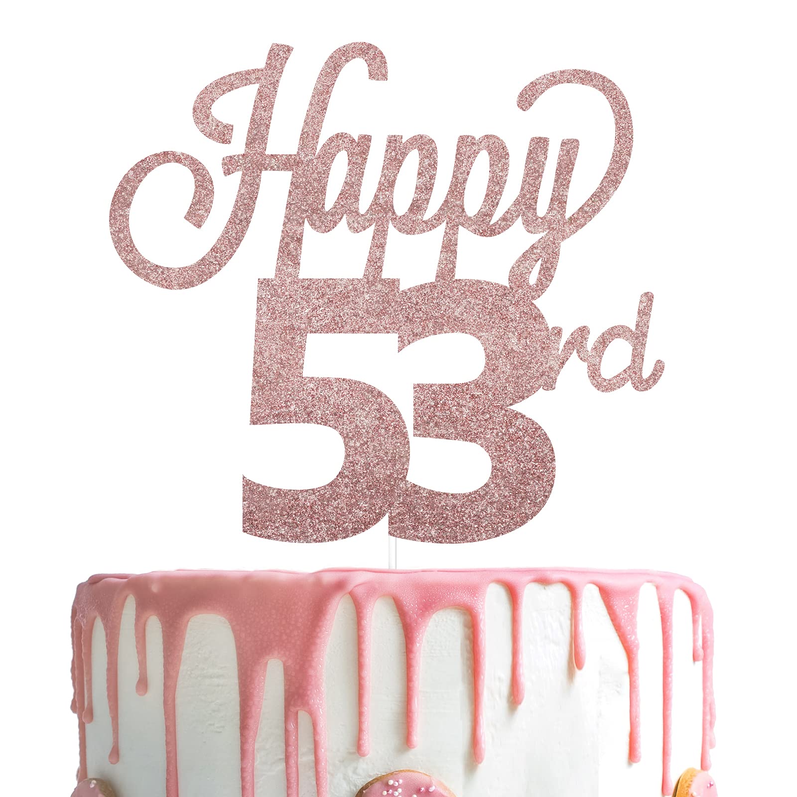 LINGTEER Happy 53rd Birthday Cake Topper - Cheers to 53 Years Old Party Decorations | Gold Foil Cake Sign for Anniversary Celebration | Perfect for Birthday Cakes, Cupcakes & Dessert Table Centerpieces