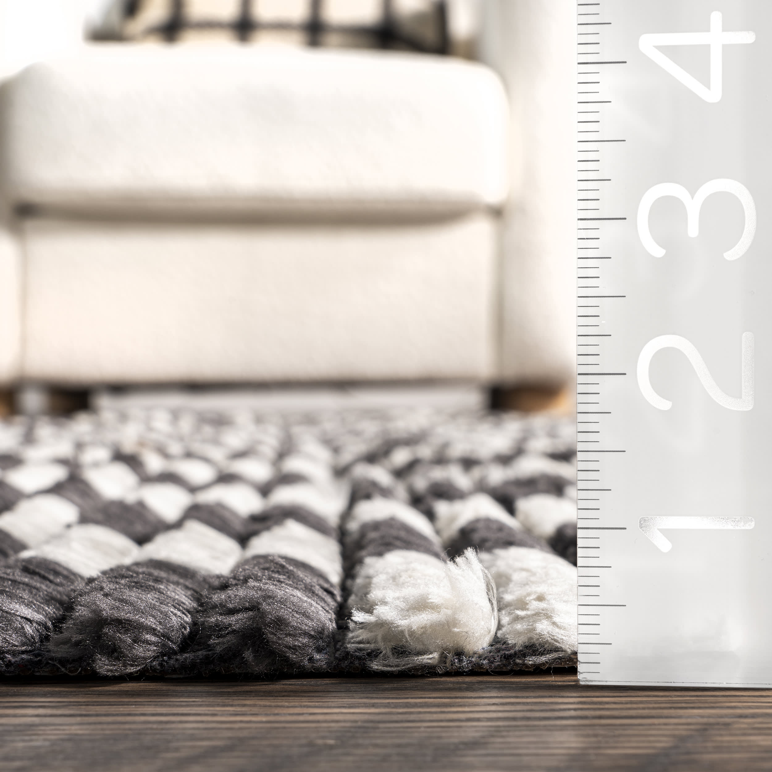 Armedia Modern Checkered Rug - Dark Grey Non-Slip Area Rug for Living Room, Bedroom & Office | Soft & Durable Home Decor