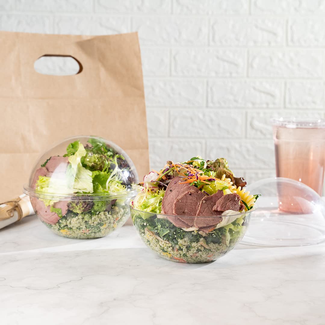 Thermo Tek 28oz Clear Plastic Salad Containers with Airtight Dome Lids - 500 Pack Disposable Food Storage Bowls for Restaurants, Catering & Meal Prep | Lightweight, Leakproof & Keeps Food Fresh | Perfect for Salads, Soups, Snacks & Takeout Meals