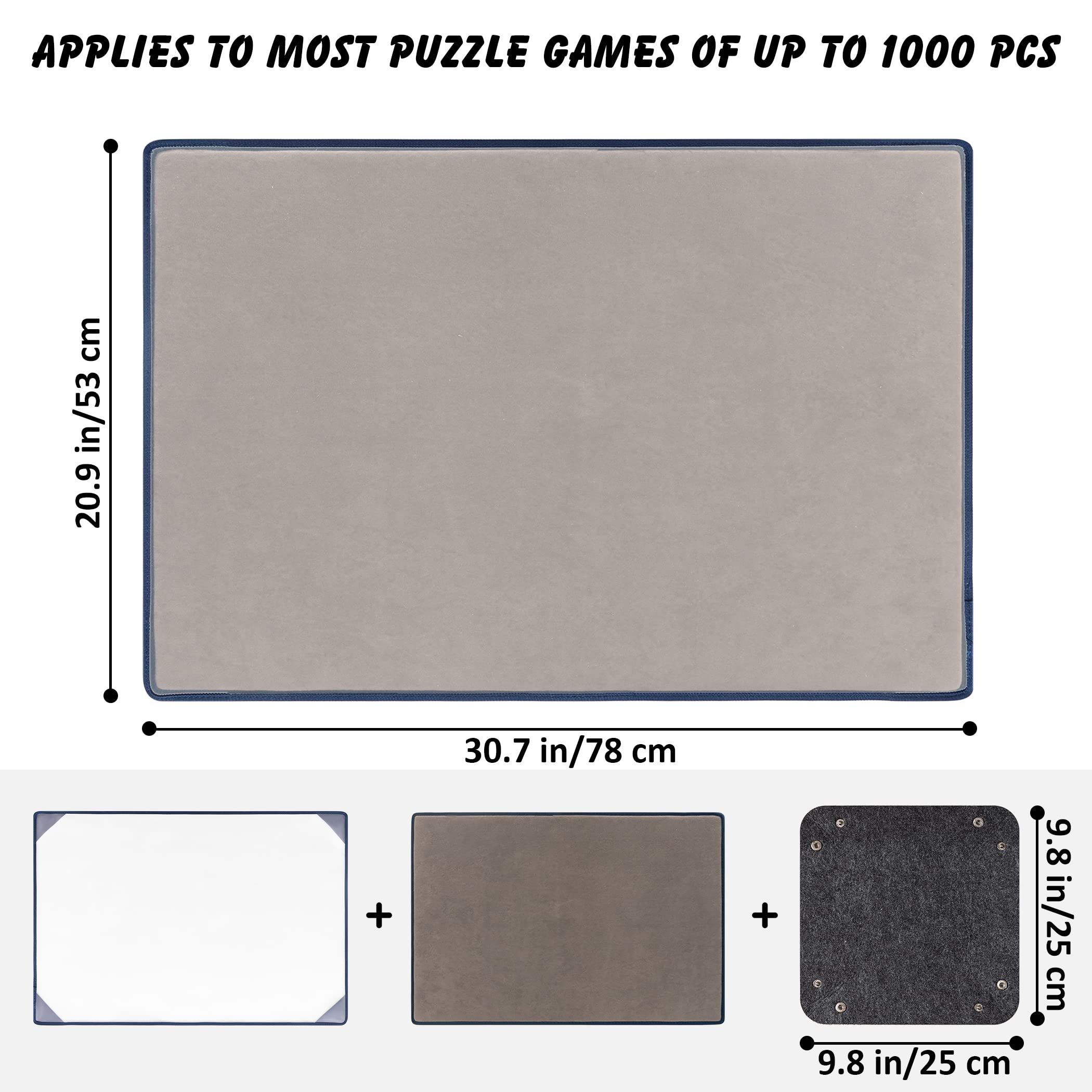 Premium Tektalk Jigsaw Puzzle Board with 6 Sorting Trays - Portable Puzzle Mat with Dustproof Cover for 1000-Piece Puzzles (30.7×20.9 Inches, Gray) - Non-Slip Surface for Easy Assembly & Storage - Perfect for Family Game Nights, Travel & Home Organization