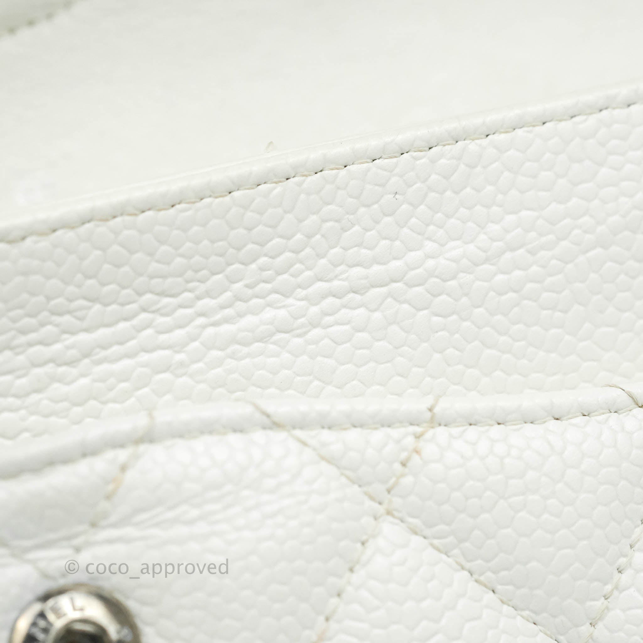 Chanel Classic M/L Medium Double Flap Bag in White Caviar Leather with Silver Hardware - Perfect for Luxury Fashion, Evening Events & Designer Handbag Collection