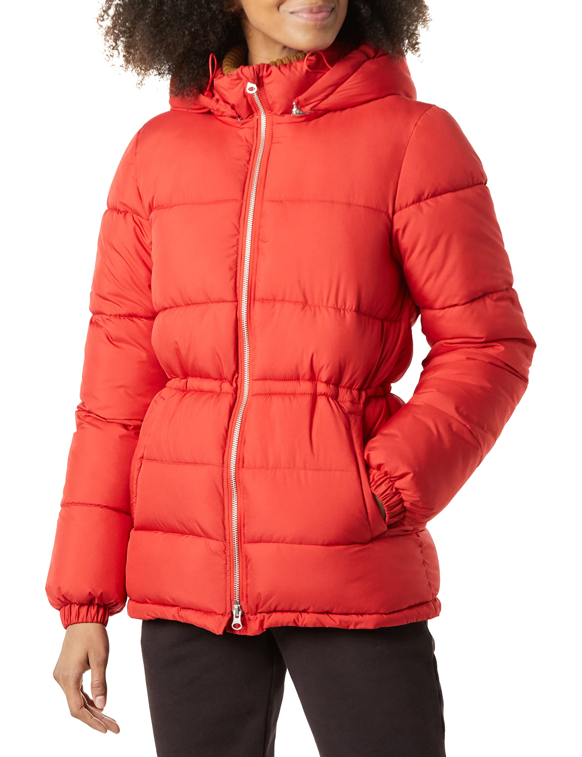 Amazon Essentials Women's Heavyweight Down Jacket with Adjustable Drawstring Waist - Warm Winter Coat for Cold Weather, Outdoor Activities & Daily Commute