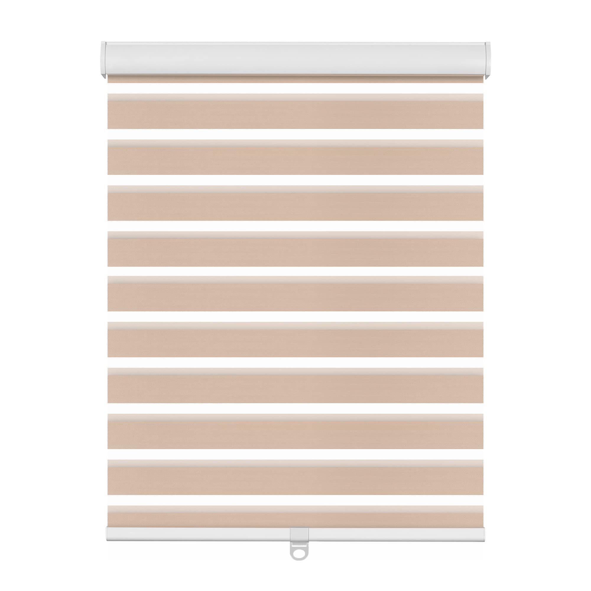 BERISSA Cordless Zebra Roller Blinds for Windows - Custom Size Dual Layer Shades, Sheer & Privacy Light Control for Day & Night - Perfect for Home, Office, Hotel (Blackout-Beige, 40