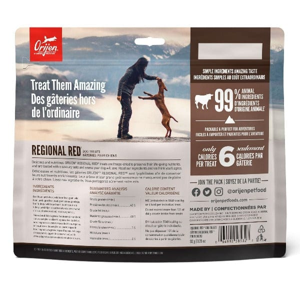 Orijen Regional Red Freeze-Dried Dog Treats - High Protein Grain-Free Natural Dog Food Topper - Perfect for Training, Rewards & Outdoor Adventures