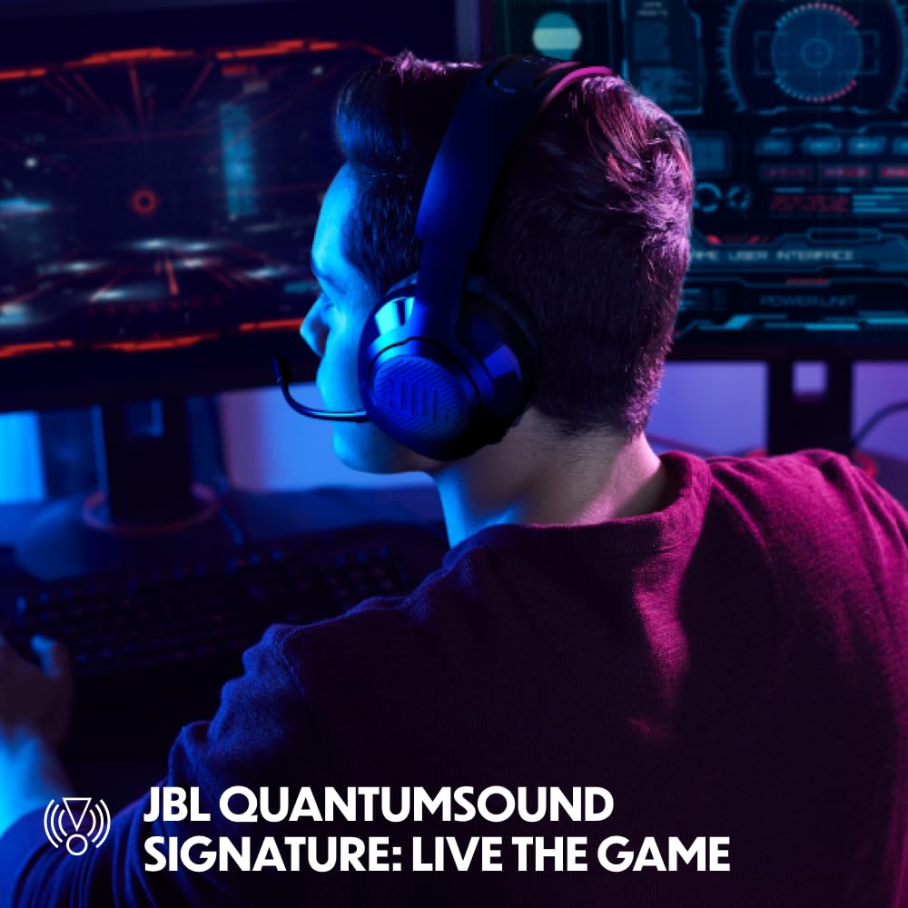 JBL Quantum 350 Wireless Gaming Headset with Detachable Boom Mic - Over-Ear Noise Cancelling Headphones for PC, PS5, Xbox & Mobile - Black | Perfect for Competitive Gaming, Streaming & Online Meetings