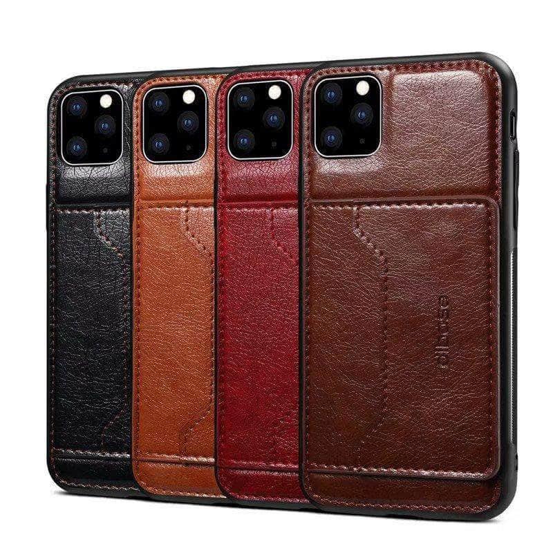 Premium Genuine Leather Wallet Case for iPhone 11 Pro Max with Credit Card Slots - Slim Protective Phone Cover for Business & Travel Use