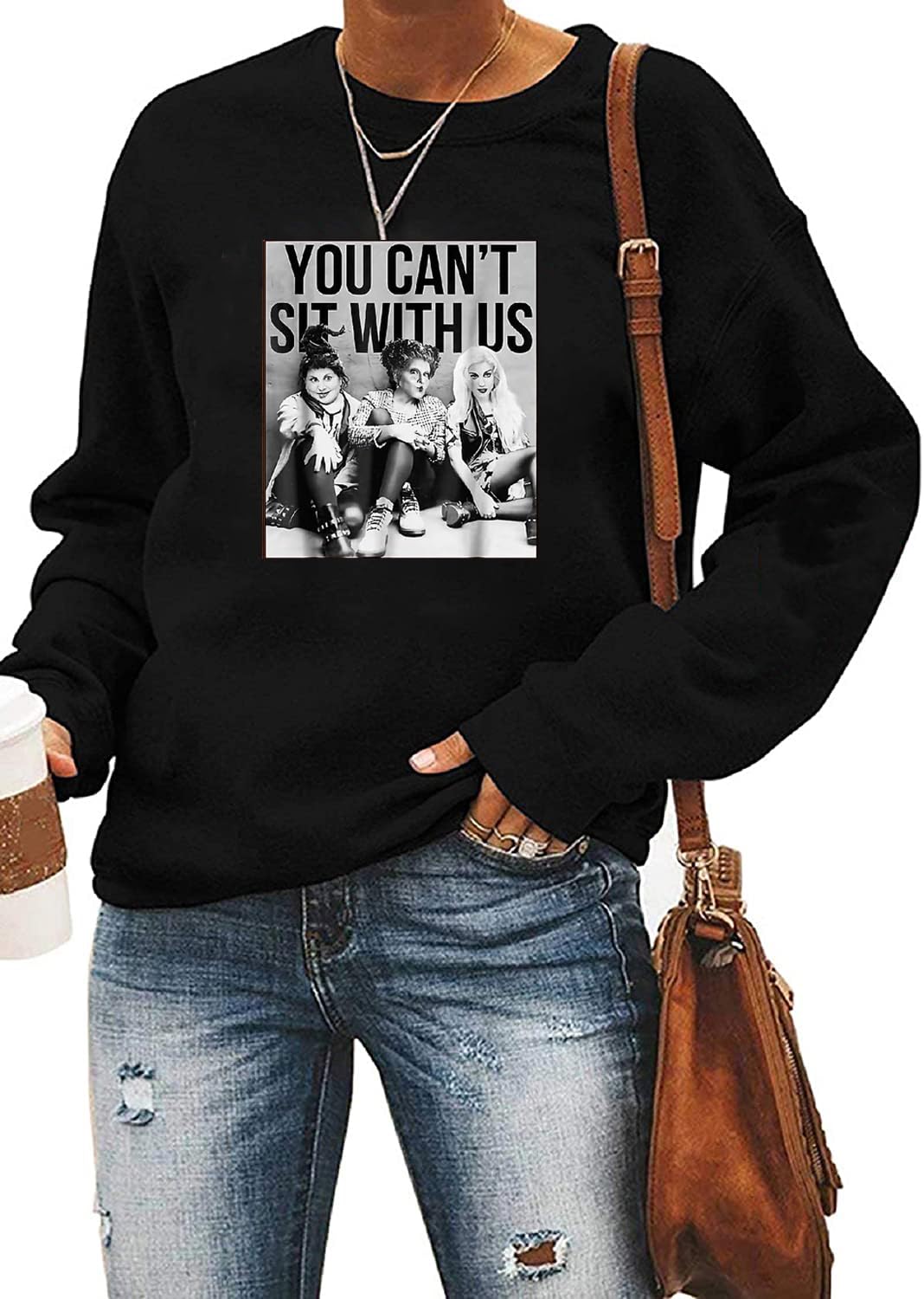 Ykomow Halloween Witches Brew Sweatshirt for Women - Sanderson Sisters Inspired Funny Cat Sweater | Cozy Fall Fashion for Halloween Parties & Spooky Season Outfits