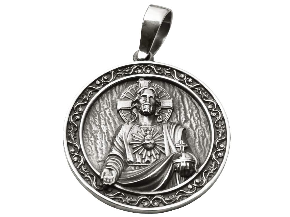 925 Sterling Silver Jesus Christ Religious Pendant - Handmade Round Necklace for Men & Women - Perfect for Church, Baptism & Daily Wear
