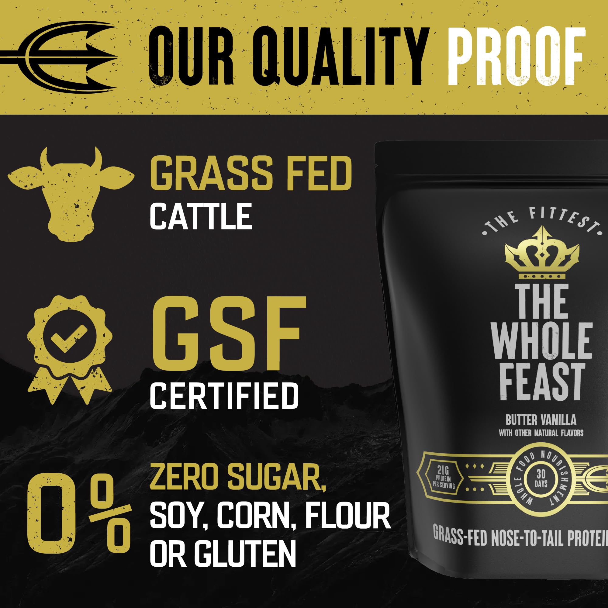 The Fittest Whole Feast Beef Protein Powder - Butter Vanilla Flavor | Nose to Tail Carnivore Blend with Liver, Colostrum & Bone | 21g Protein, 14g Collagen & BCAAs | Ideal for Keto, Paleo & Fitness Recovery