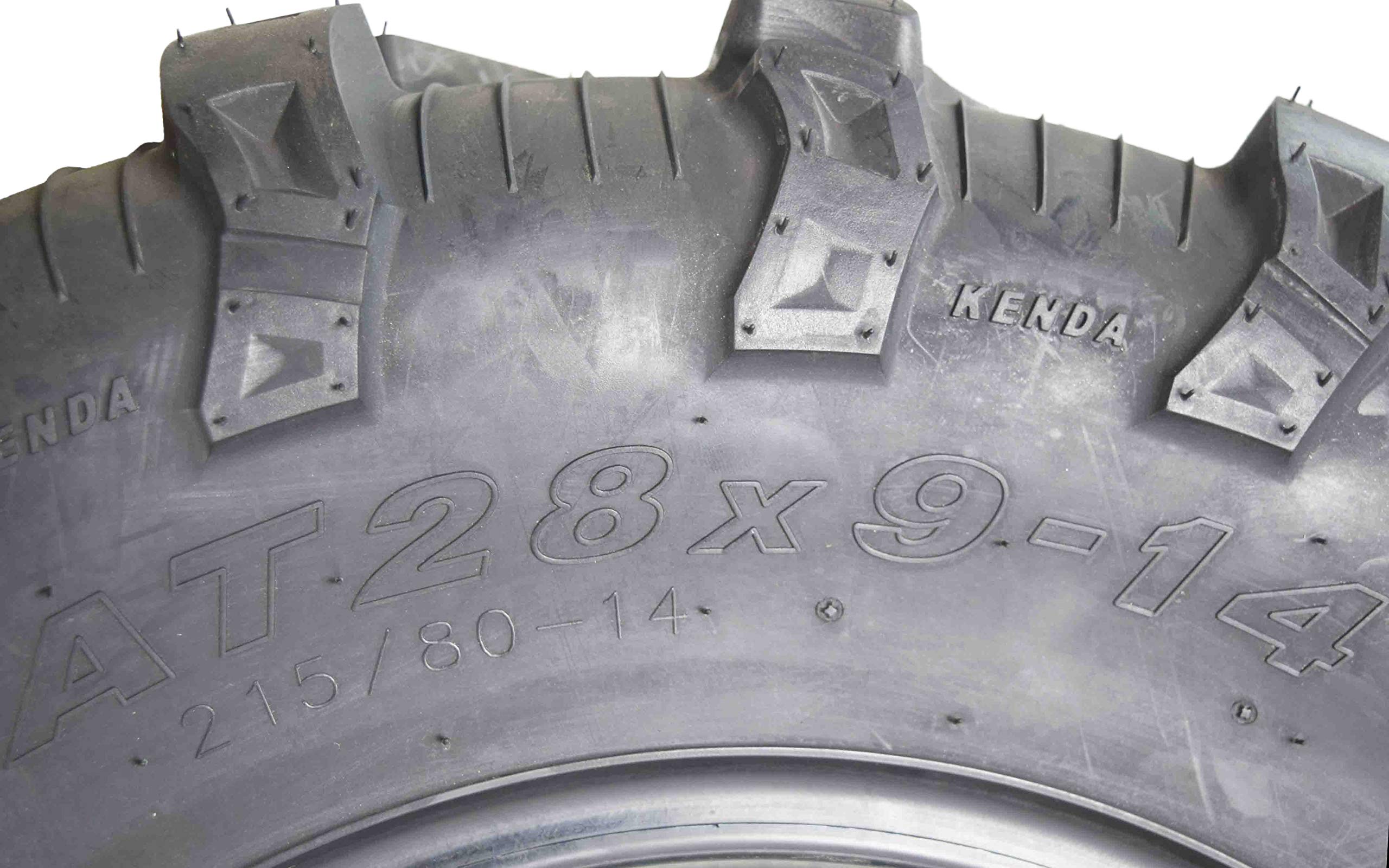 Kenda Bear Claw EVO ATV/UTV All-Terrain Mud Tires 28x9-14 Front & 28x11-14 Rear (4-Pack Set with Free Bottle Opener Keychain) - Perfect for Off-Roading, Hunting & Farm Work