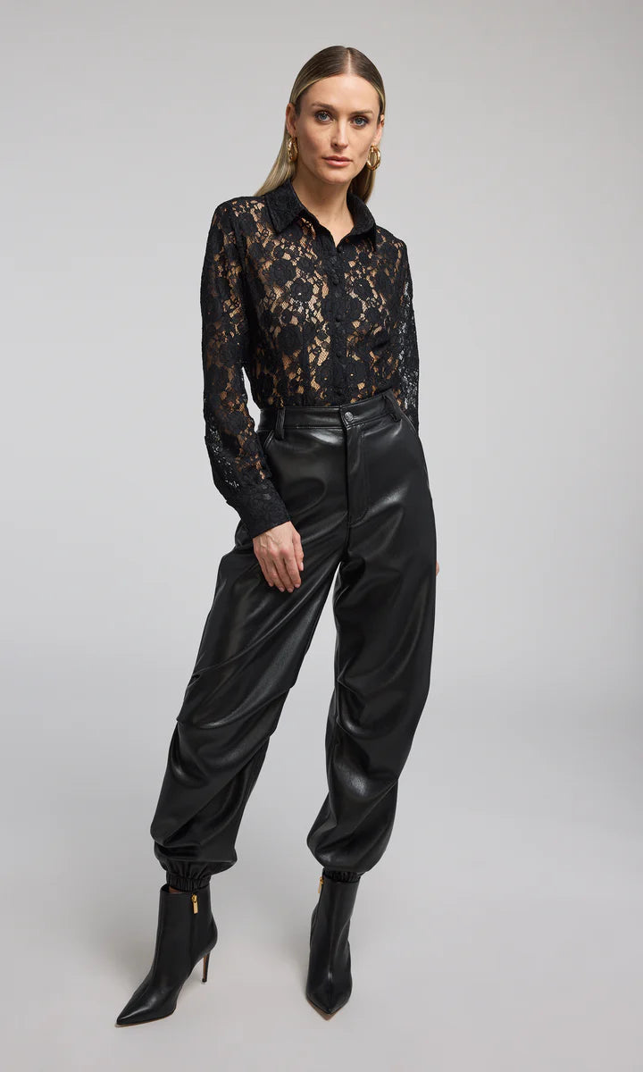 Delania Elegant Lace Blouse for Women - Black Long Sleeve Tops - Perfect for Office, Party & Date Night Outfits