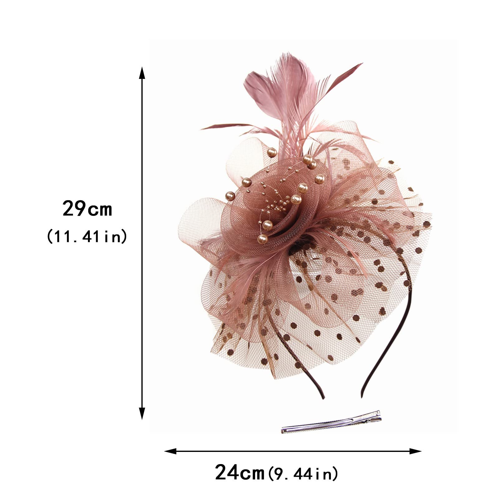 Elegant Women's Tea Party Fascinator Hat with Net Veil - Clip-On Headwear for Girls & Women - Perfect for Bridal Showers, Garden Parties, and Afternoon Tea Events