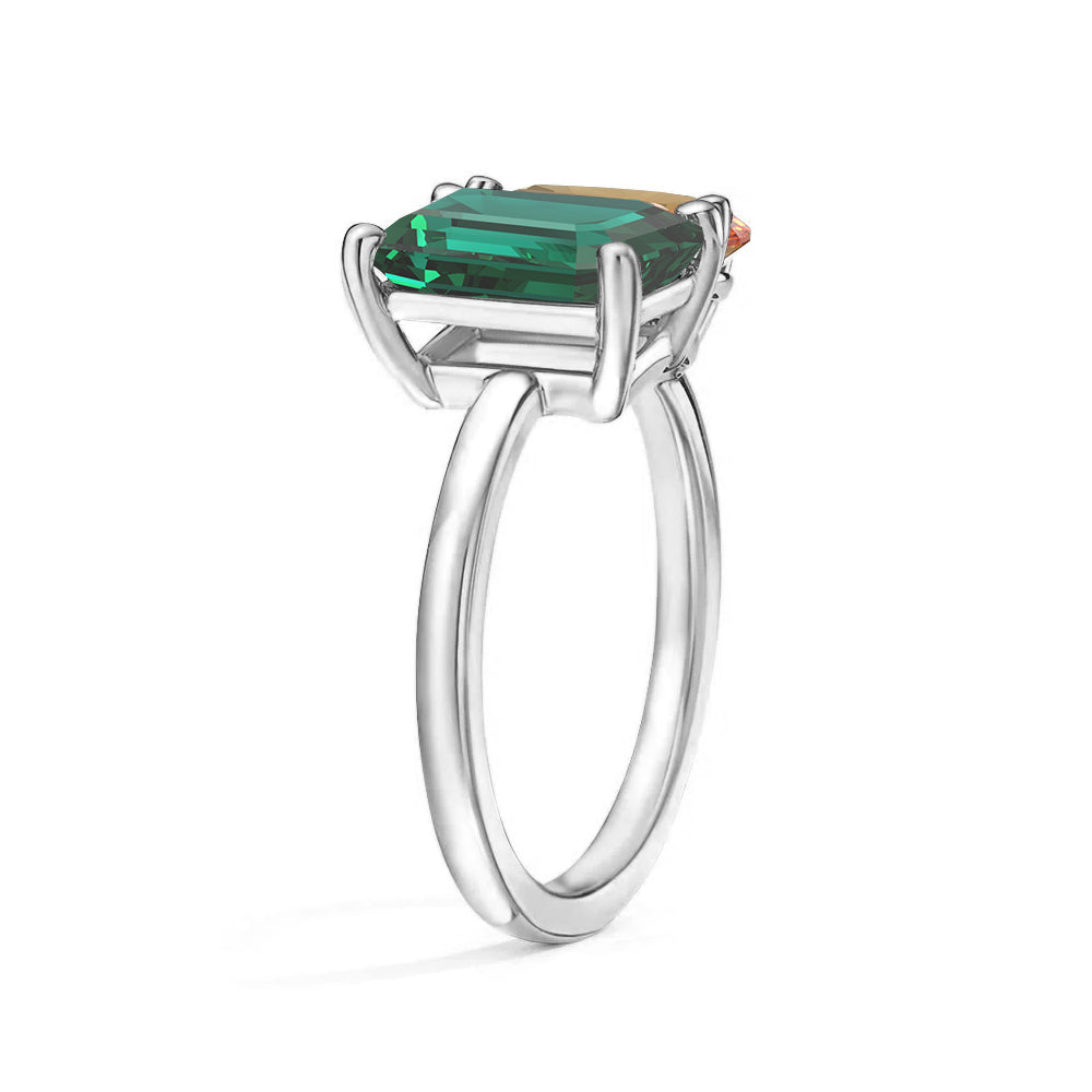 Toi et Moi Personalized Emerald Birthstone Ring - Custom Anniversary Jewelry for Couples, Women's Birthstone Engagement Ring - Perfect for Valentine's Day, Wedding Proposal & Romantic Gifts