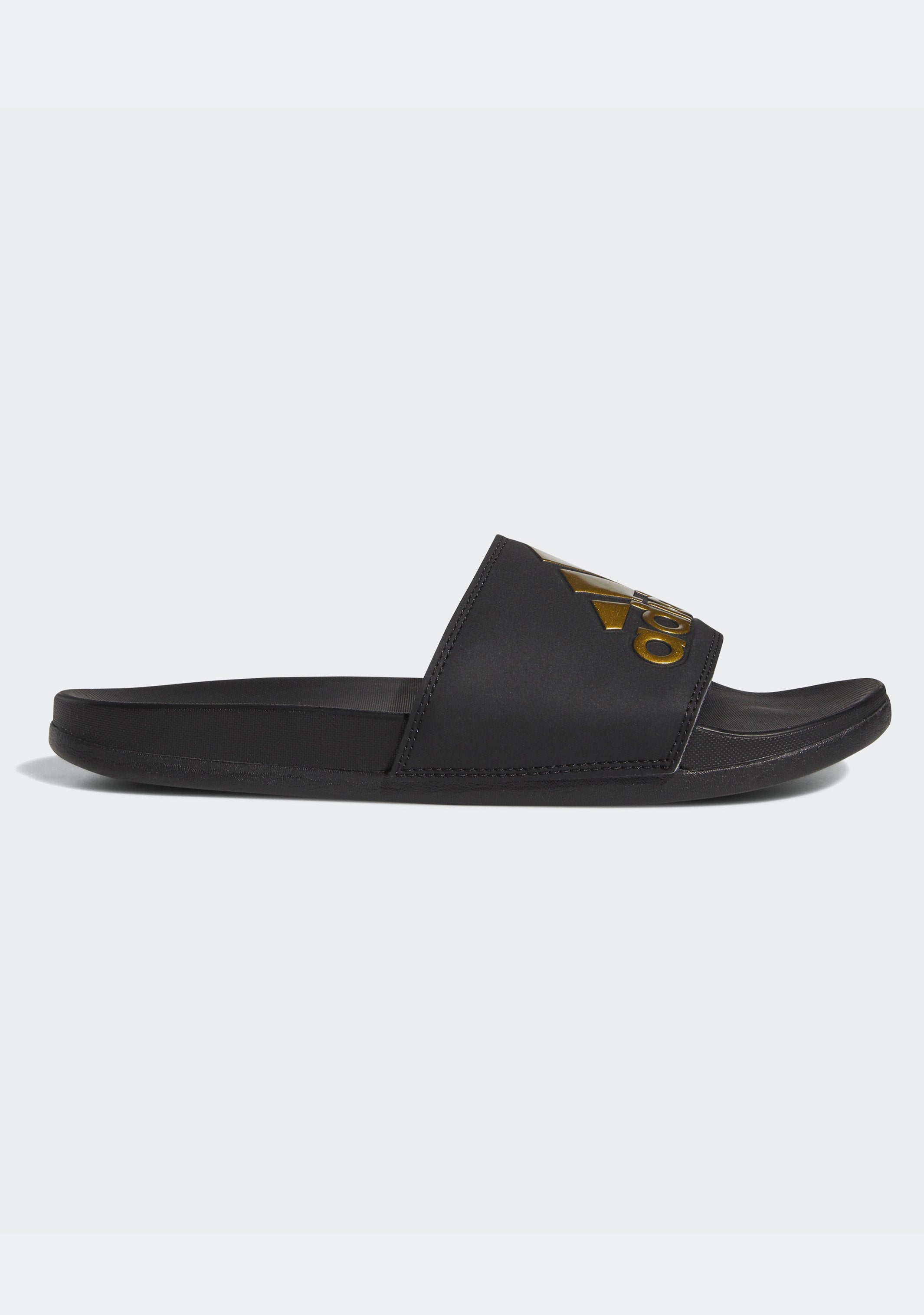 Adidas Men’s Adilette Comfort Slide Sandals - Black/Gold - Lightweight & Cushioned Pool Slides for Beach, Gym, and Home Use