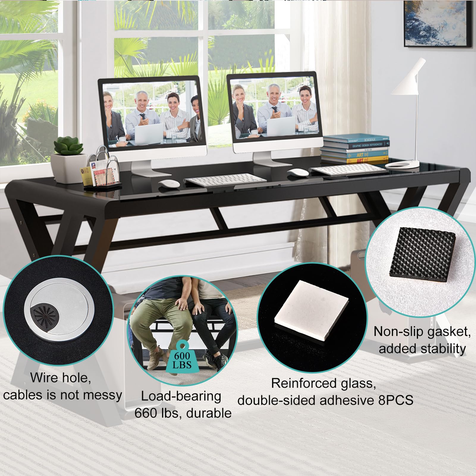 Premium Tempered Glass Computer Desk - 55.1