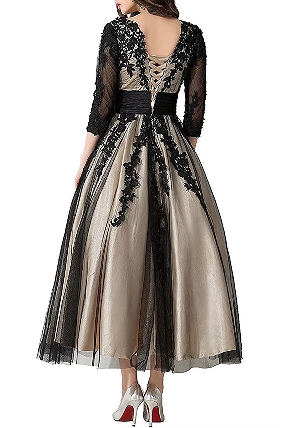 Elegant Teal Women's Tulle Prom Evening Dress with Lace Details - Tea-Length Ball Gown for Weddings, Parties & Special Occasions - Size US2