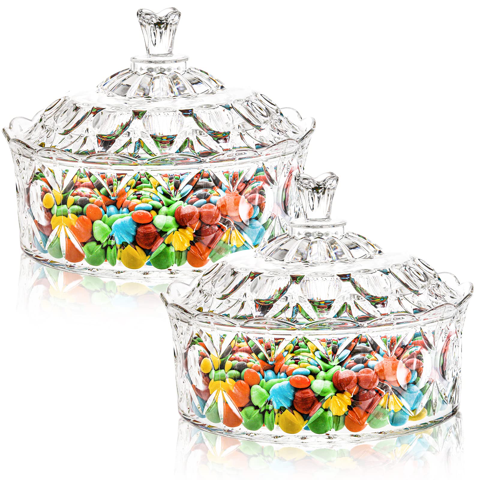 Lawei 2-Pack Acrylic Candy Dish with Lid - Crystal Clear Decorative Candy Jar & Sugar Bowl for Candy Buffet | Perfect for Parties, Weddings, Home Decor & Kitchen Storage