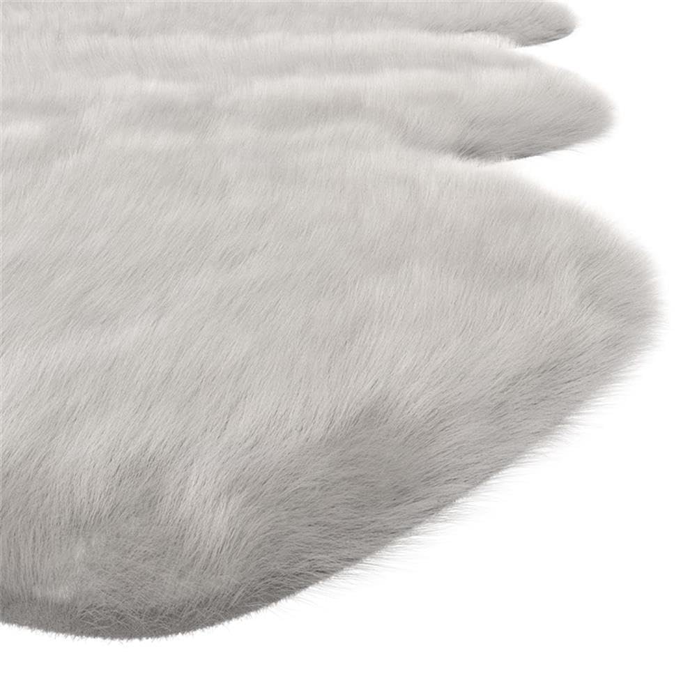 Abacasa Gloss White Acrylic and Polyester Faux Fur Area Rug - Soft Plush Shaggy Carpet for Living Room, Bedroom & Nursery Decor