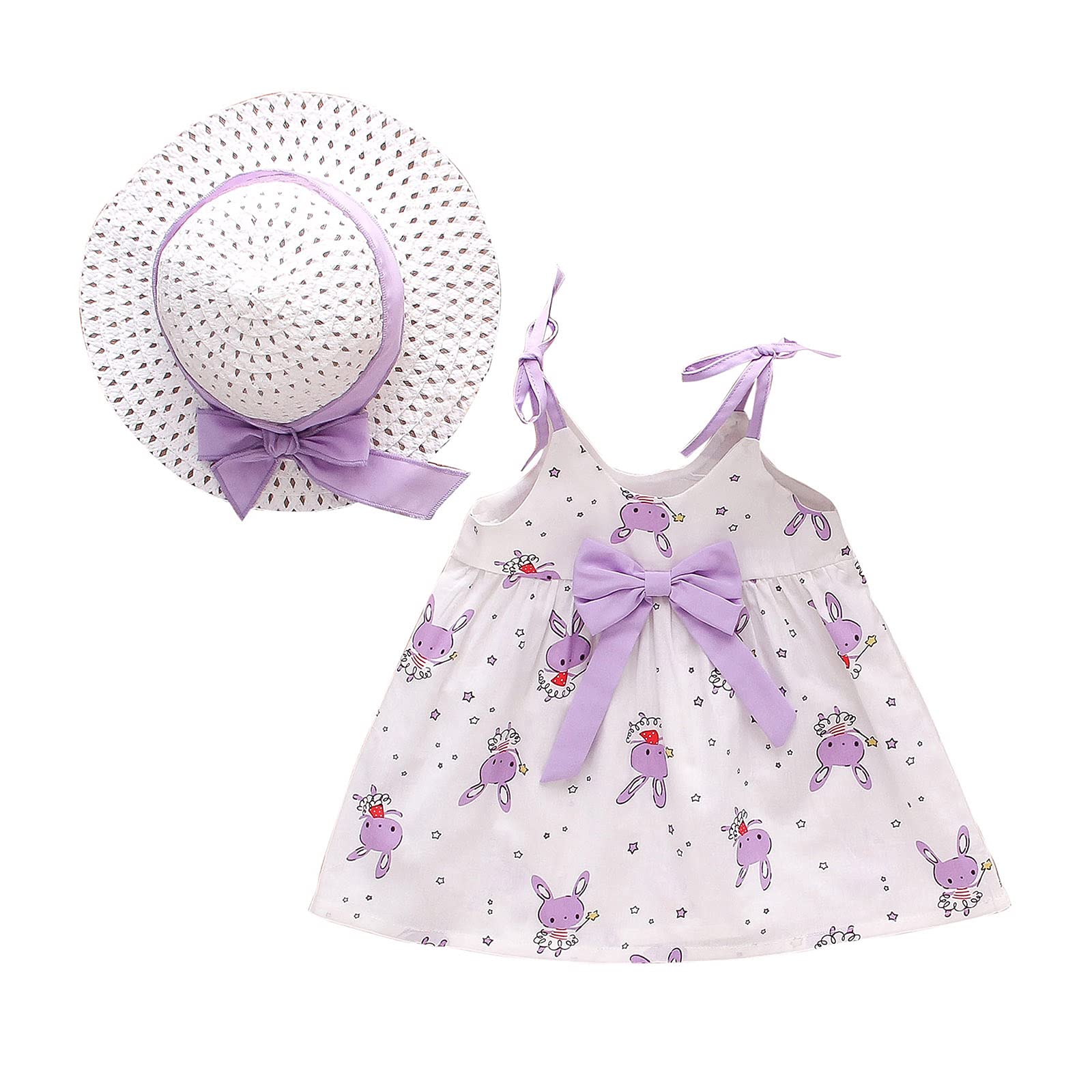 Girls' Rabbit Print Princess Dress with Bowknot Suspender - Cute Cartoon Toddler Dresses for Baby Girls | Perfect for Birthday Parties, Photo Shoots & Special Occasions