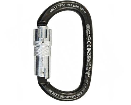 ANSI/NFPA Certified Carbon Steel 3-Stage Autoblock Carabiner - 40kN Strength, Black - Ideal for Rock Climbing, Rescue Operations & Outdoor Safety Gear