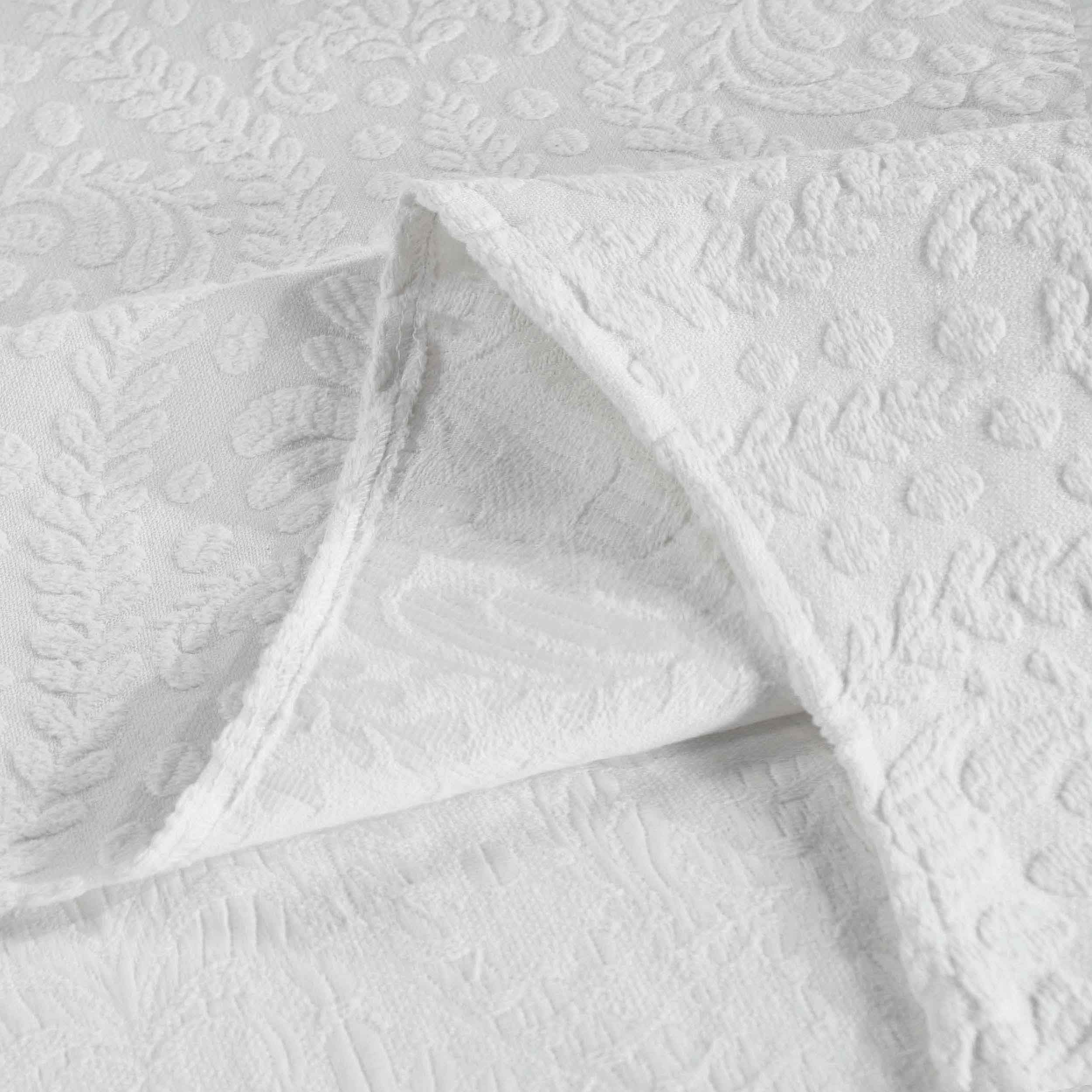 Premium Aspen Cotton Blend Jacquard Woven Floral Bedspread Set with Scalloped Edges - Queen Size Luxury Bedding for Master Bedroom & Guest Room Decor