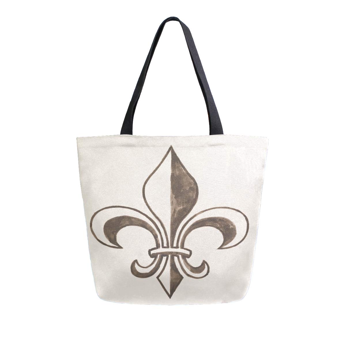 Eco-Friendly Reusable Grocery Tote Bag - Fleur De Lis Hand-Painted Canvas Shoulder Bag for Women & Men | Perfect for Shopping, Beach, Work & Daily Use