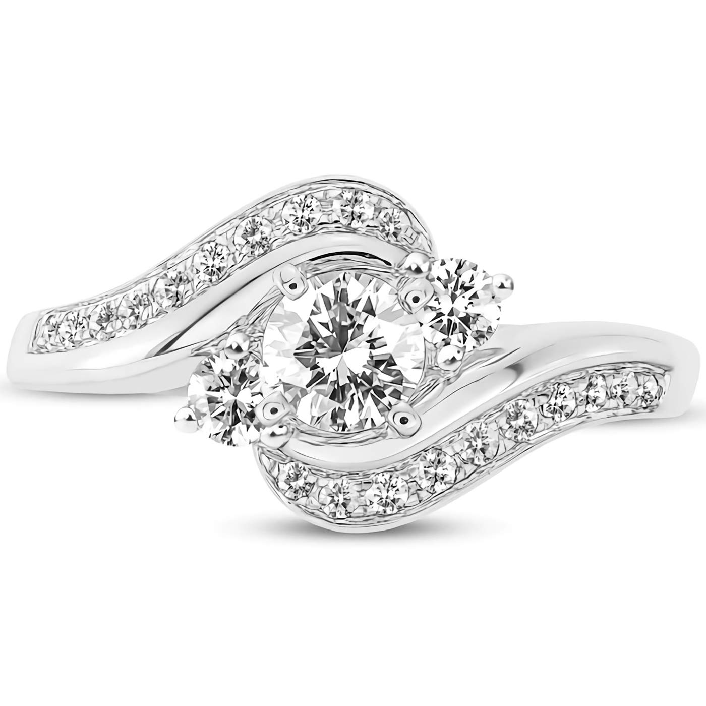 7/8 Carat (CTW) Moissanite Engagement Ring for Women - 10K, 14K, 18K Gold or Platinum Plated Silver - Sparkling Wedding, Proposal, Anniversary Jewelry Gift