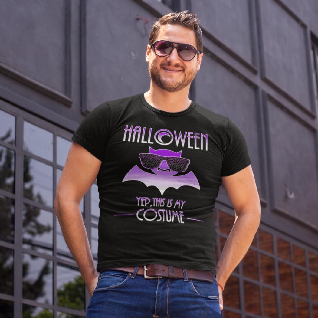 Men's Halloween T-Shirt with Purple Bat Design - Spooky Halloween Shirts for Adults - Perfect for Costume Parties, Trick or Treating & Halloween Events
