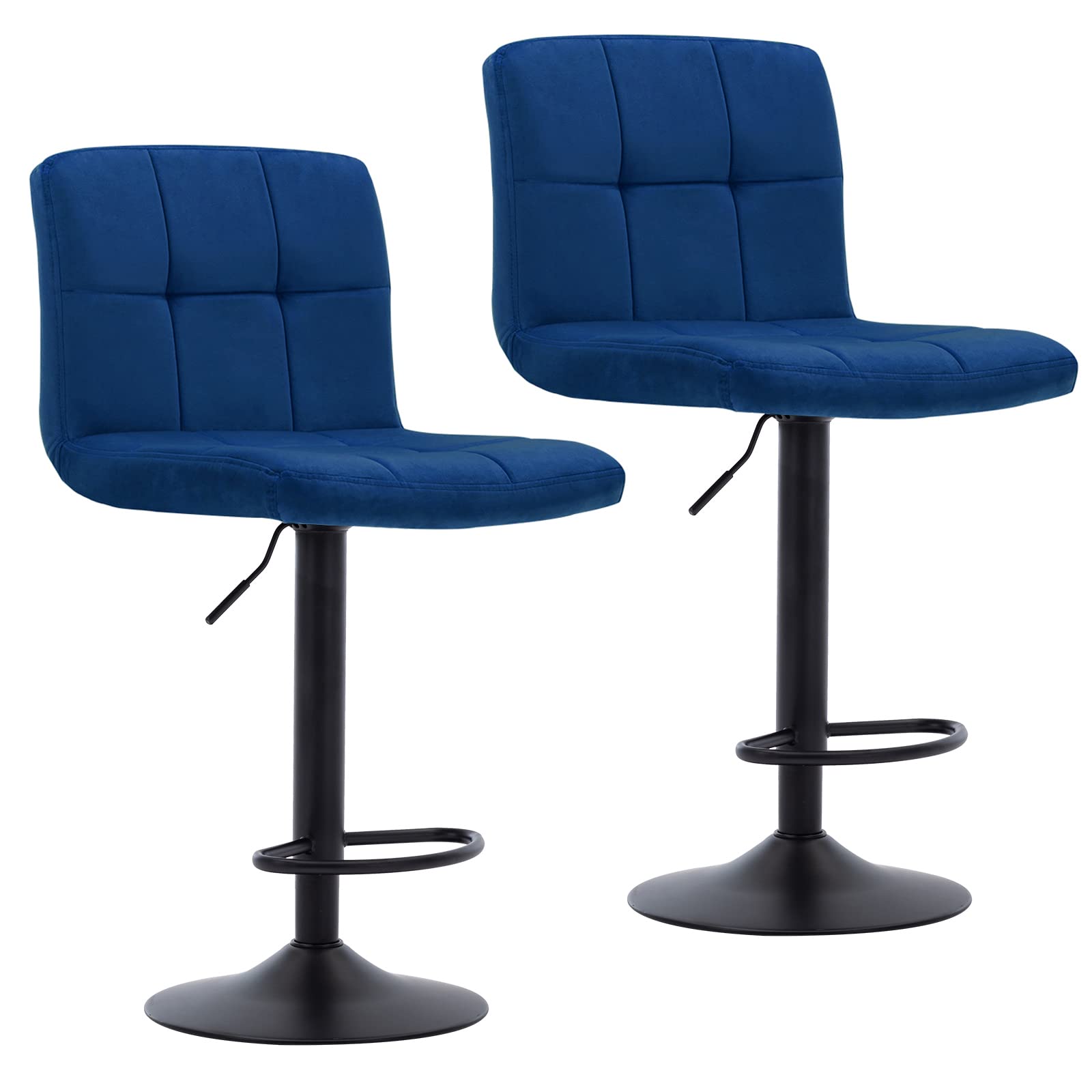Duhome Velvet Bar Stools Set of 2 - Adjustable Swivel Counter Height Bar Chairs for Kitchen, Pub & Dining Room - Dark Blue Modern Bar Stools for Home Decor & Entertaining