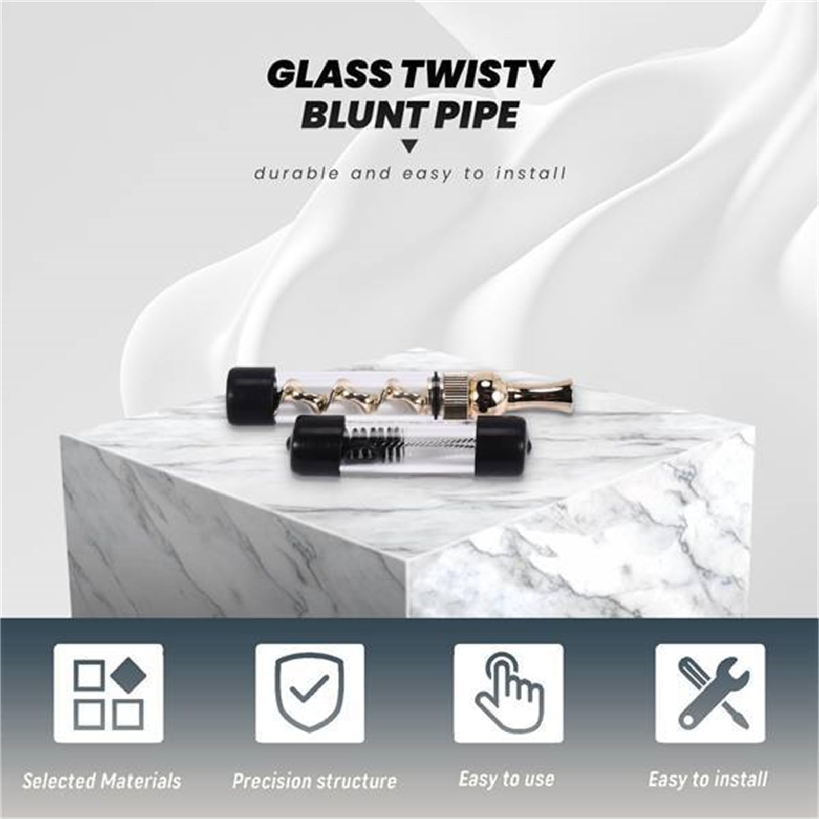 Premium Portable Glass Twisty Blunt Pipe - Easy to Clean with Adjustable Chamber | Perfect for Travel, Camping & Outdoor Smoking Sessions