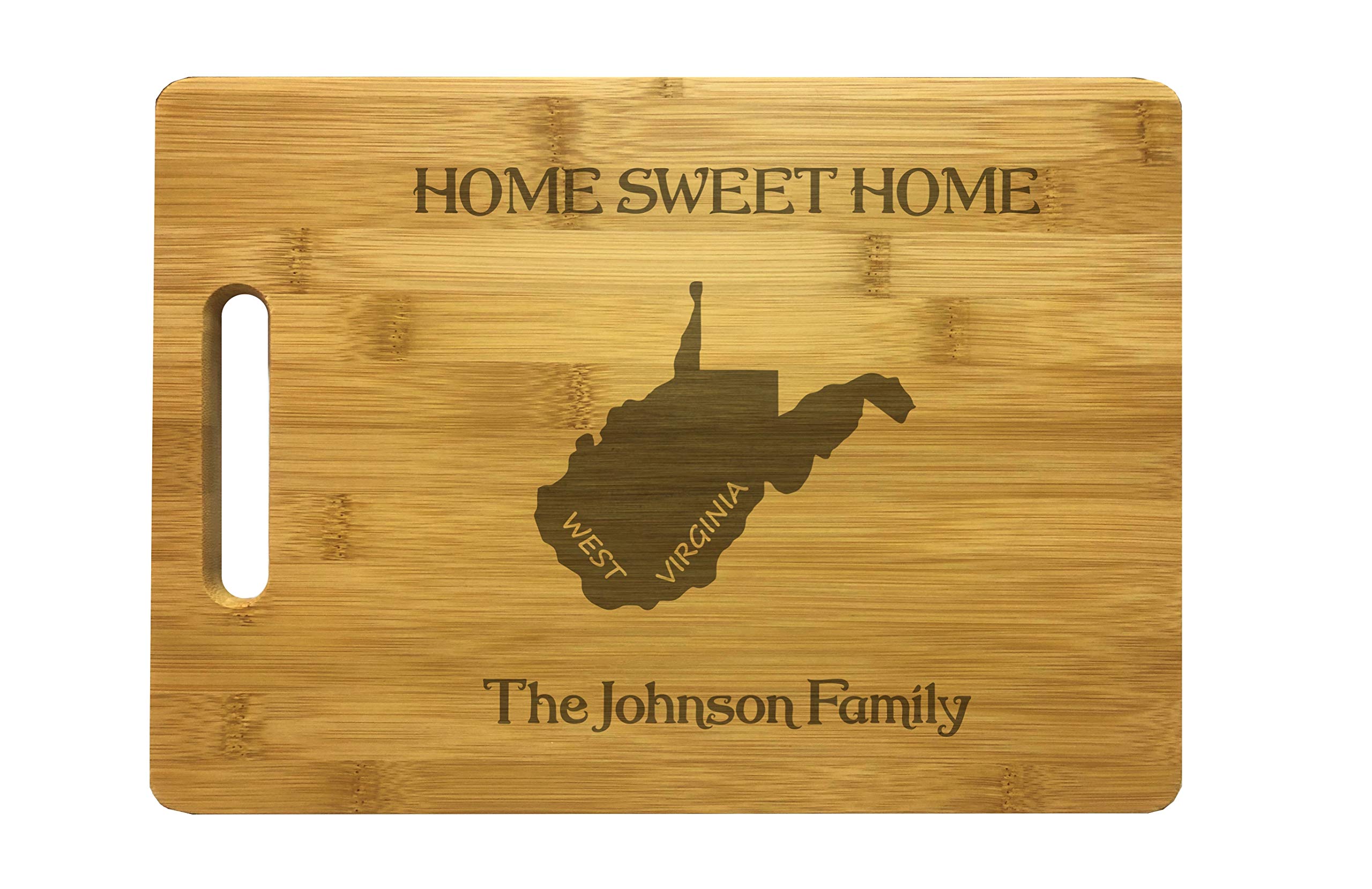 Custom Engraved Bamboo Cutting Board - Personalized 'Home Sweet Home' Gift for West Virginia - Housewarming, Wedding, Anniversary & Kitchen Decor