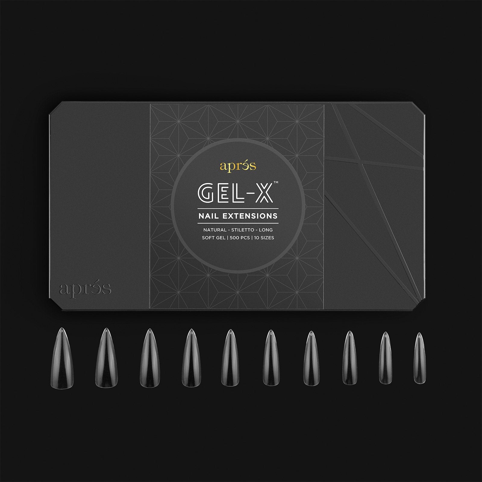 Apres Gel X Nail Extension System - 500 Natural Stiletto Long Tips for Professional Salon & DIY Manicures at Home