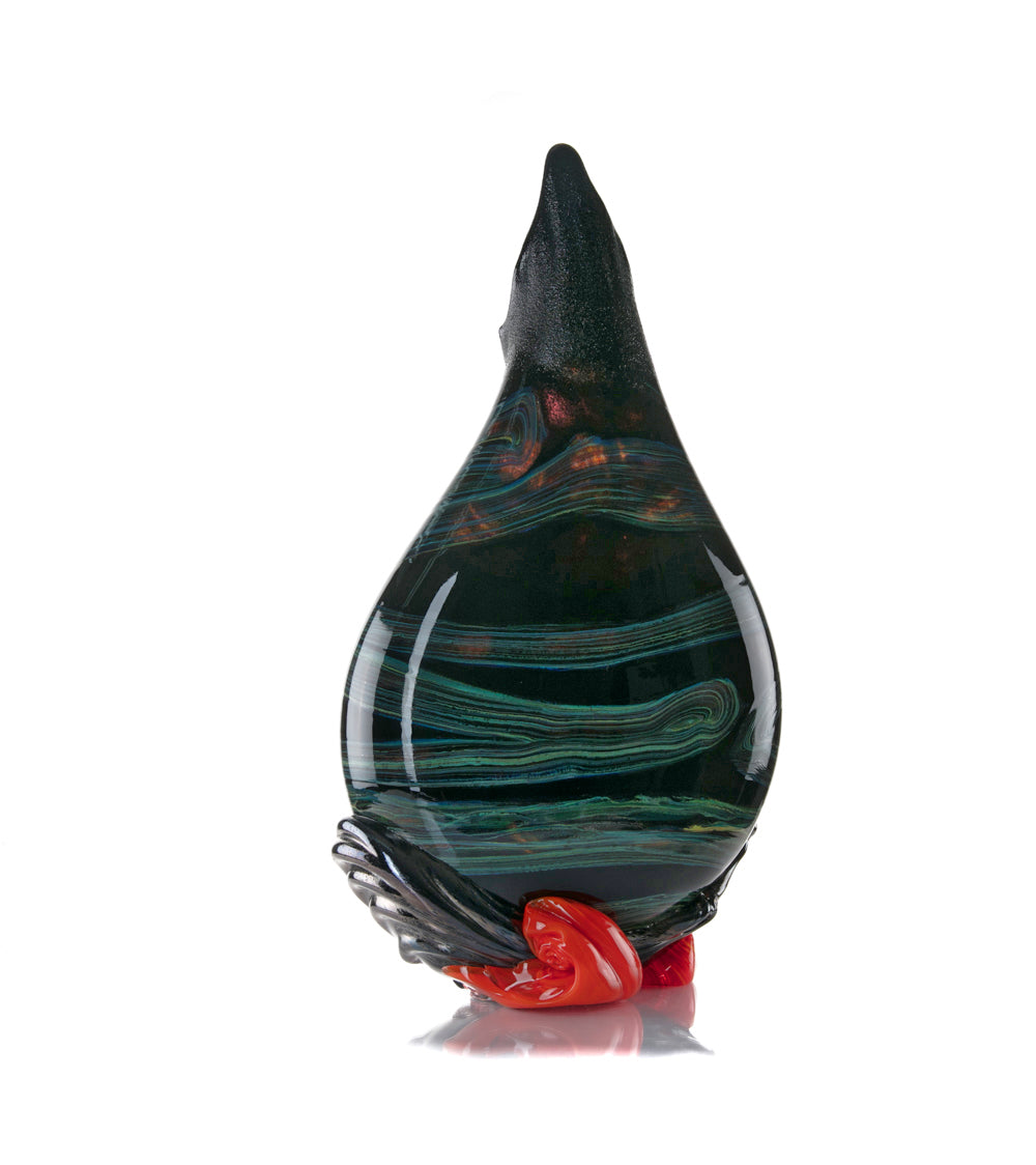 Daniel Moe Black Lava Trail 1 Glass Vessel - Modern Home Decor, Unique Centerpiece for Dining Table, Living Room, or Office