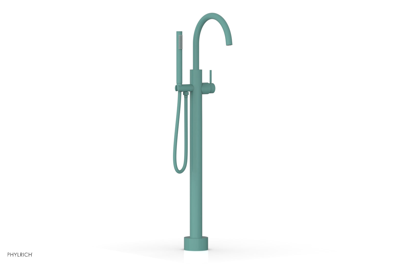 BASIC II Tall Floor Mount Tub Filler with Lever Handle & Hand Shower - 230 45 01 - Perfect for Modern Bathrooms & Spa-Like Showers