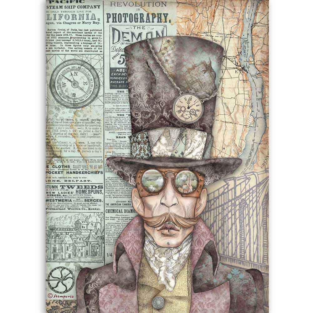 Stamperia A4 Rice Paper for Photography - Premium Quality Sir Vagabond DFSA4516 - Perfect for Scrapbooking, Card Making & Art Projects