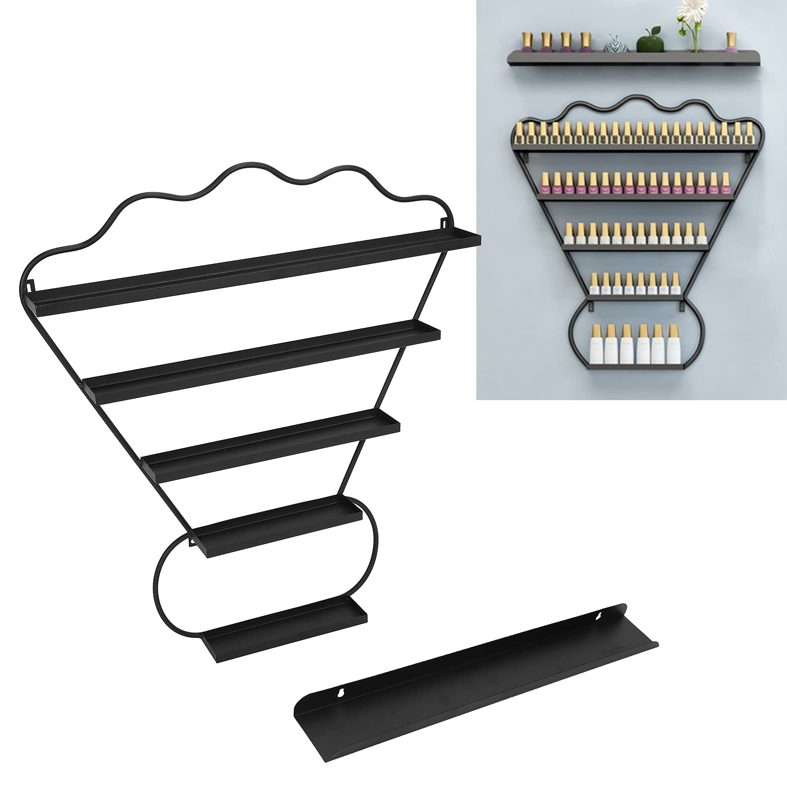 5-Tier Sturdy Nail Polish Holder Rack - Durable, Eco-Friendly & Odorless Badminton-Shaped Organizer for Nail Polish Storage (Black) - Perfect for Salons, Home Vanity & Professional Makeup Artists