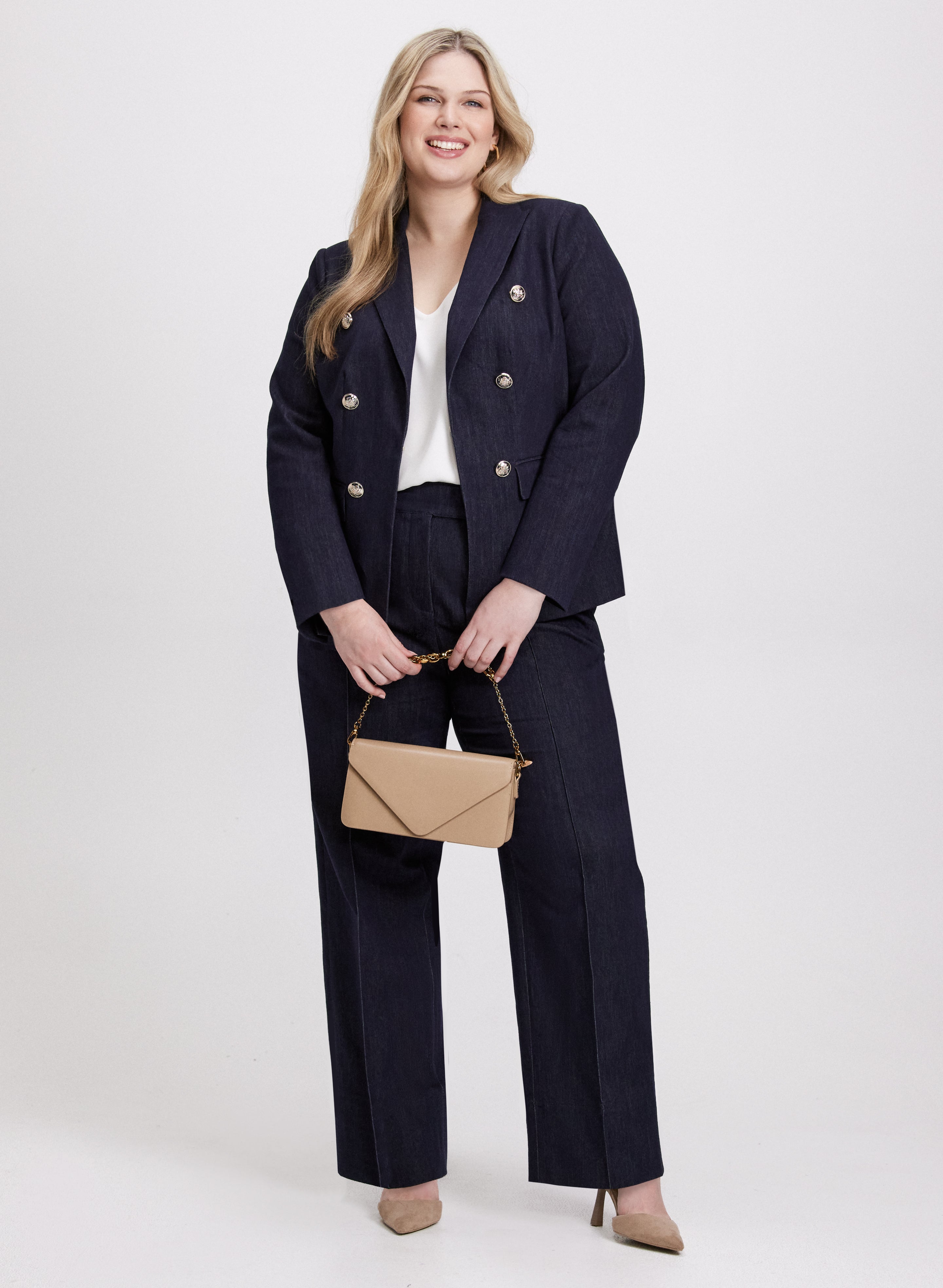 Stylish Women's Denim Blazer & Olivia Pull-On Stretch Jeans Set - Casual Office Wear & Weekend Outfits