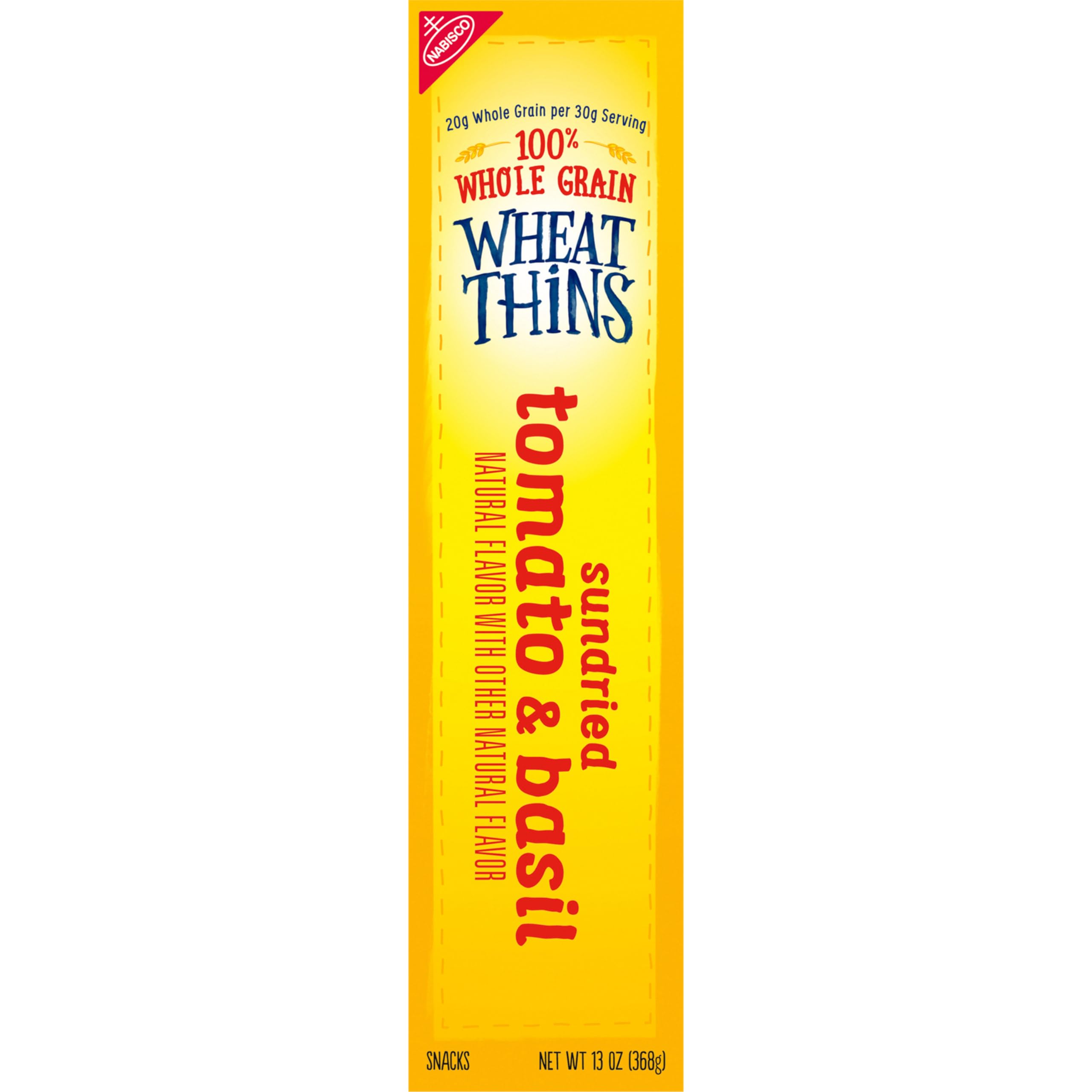 Wheat Thins Sundried Tomato & Basil Whole Grain Wheat Crackers | Family Size Bulk Snack Box (6-13 oz) | Healthy Party, School Lunch & Office Snacks