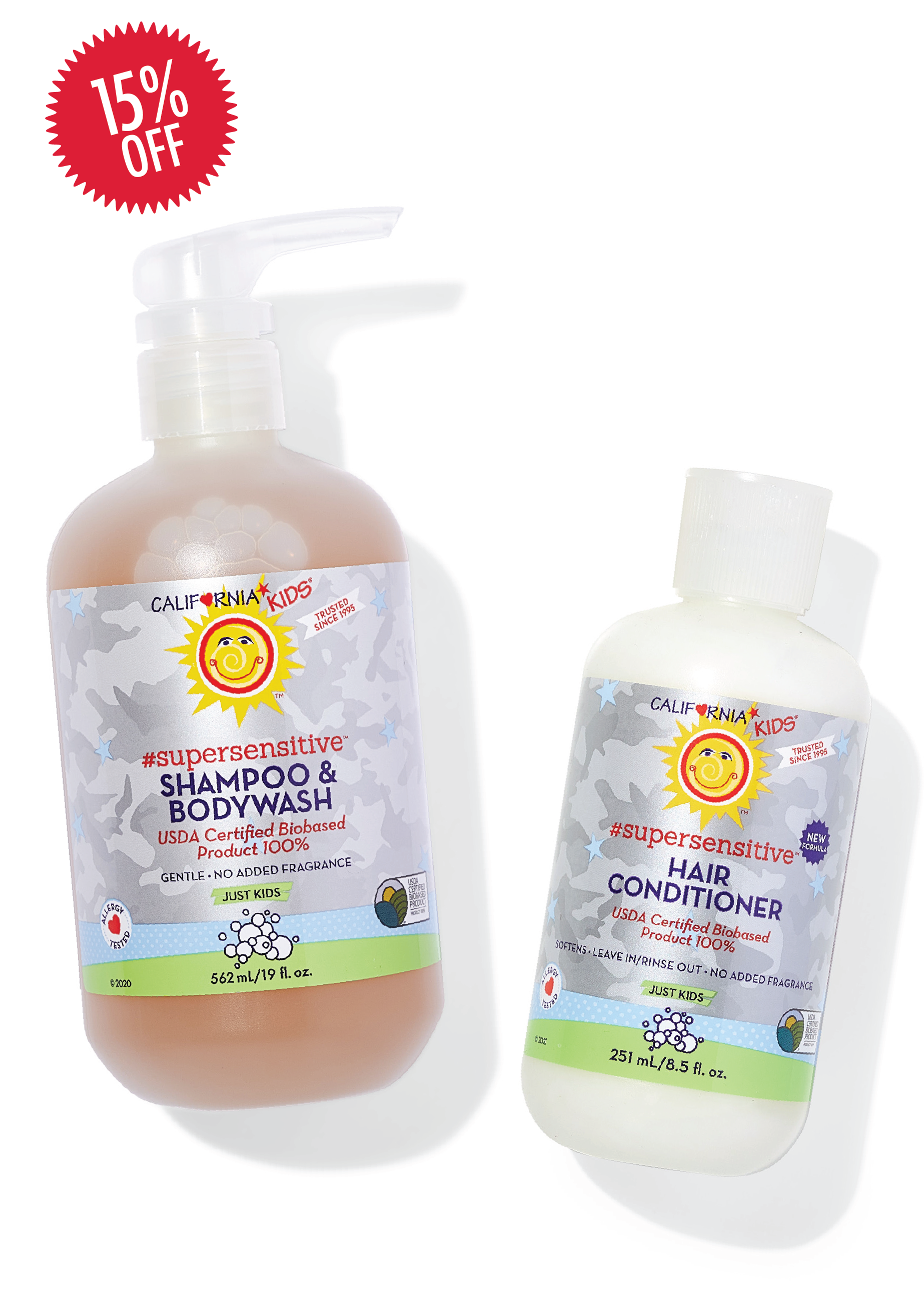 Fragrance-Free Kids SuperSensitive Shampoo and Conditioner Set - Gentle Hair Care for Sensitive Scalp - Perfect for Daily Bath Time & Allergy-Prone Children