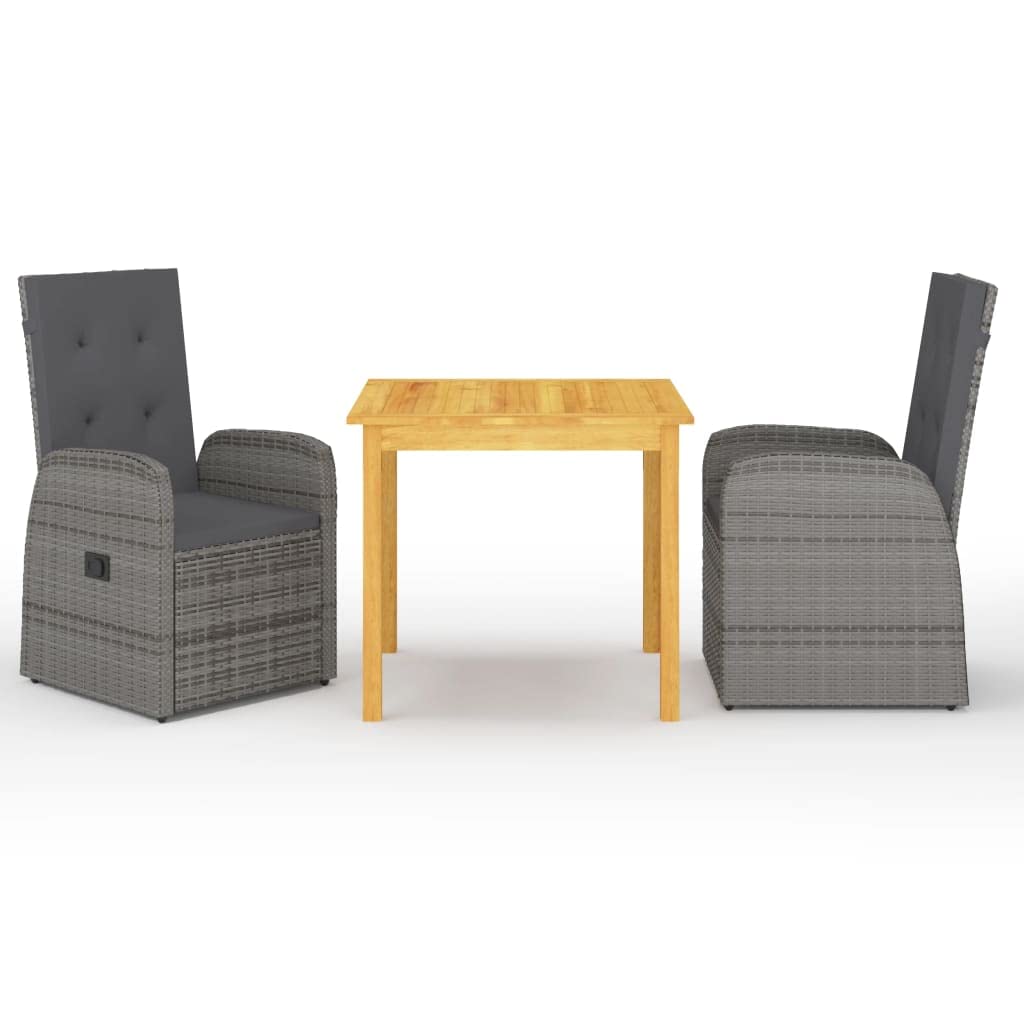 3-Piece PE Rattan Patio Dining Set with 33.5