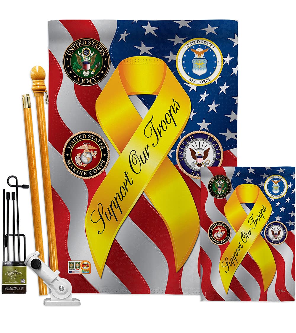 Patriotic Garden Flags Kit - Double-Sided US Military Flags for Army, Navy, Air Force, Marines | Honor Veterans & Support Our Troops | 28x40 Inch Made in USA Yard Banner - Perfect for Memorial Day, 4th of July & Military Home Decor