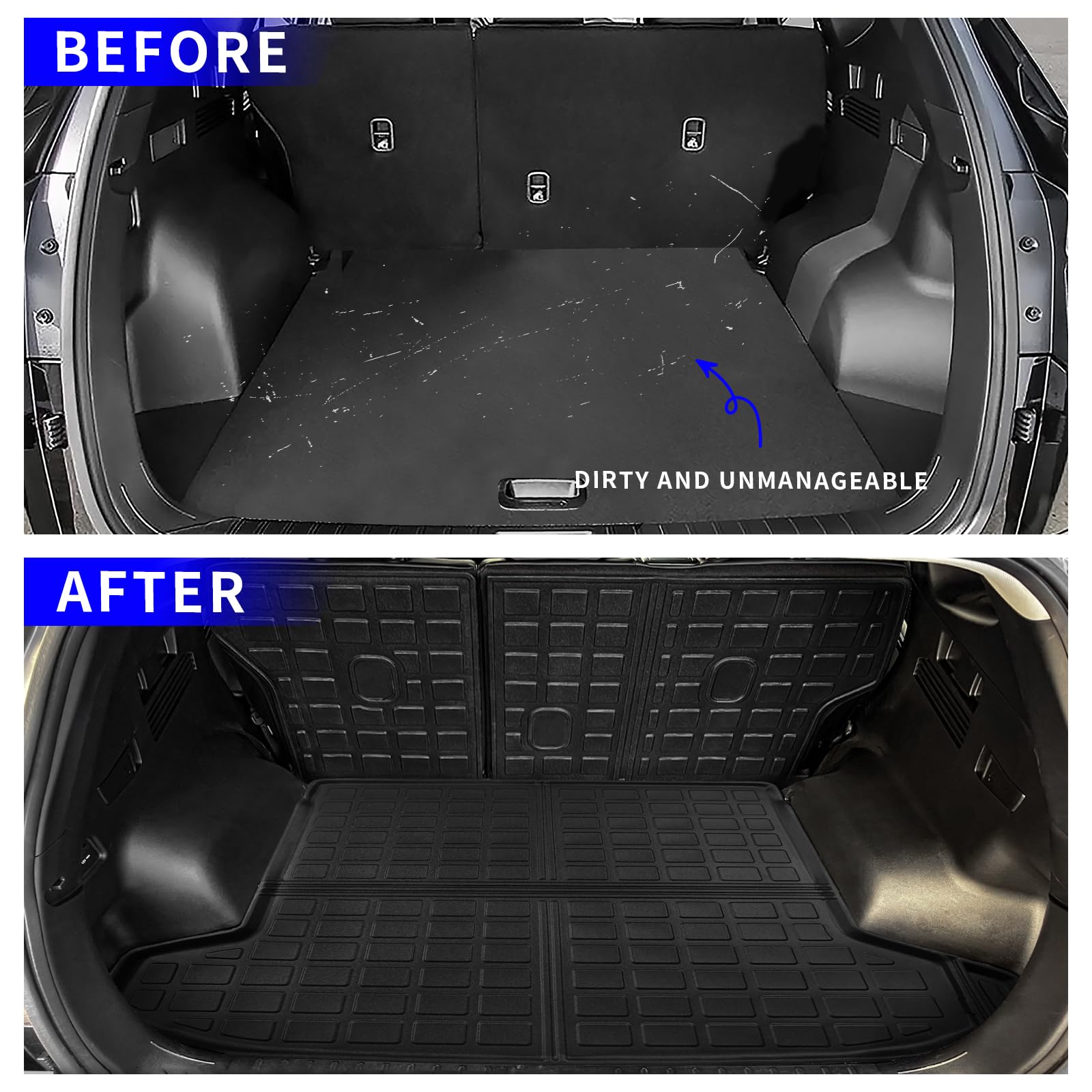 Premium All-Weather Floor Mats for 2022-2025 Hyundai Tucson - Custom Fit Cargo Liner Trunk Mat & Back Seat Protector Set (3-Piece) | Durable Car Accessories for Road Trips, Camping & Daily Commute