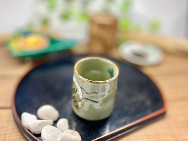 Premium Hyakkaen Kutaniyaki Japanese Ceramic Tea Cup - Traditional Wind God & Thunder God Design - Small Hot Water Drinking Cup with Unique Back Picture - Perfect for Tea Ceremonies, Home Decor & Gift Giving