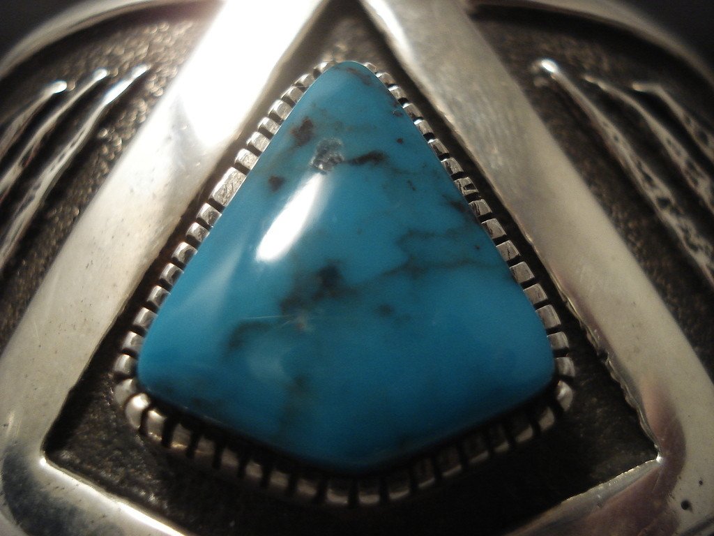 Vintage Navajo 'Crown' Turquoise Native American Silver Bracelet - 134g Authentic Handmade Jewelry for Women, Perfect for Boho Fashion, Festivals & Gift Giving